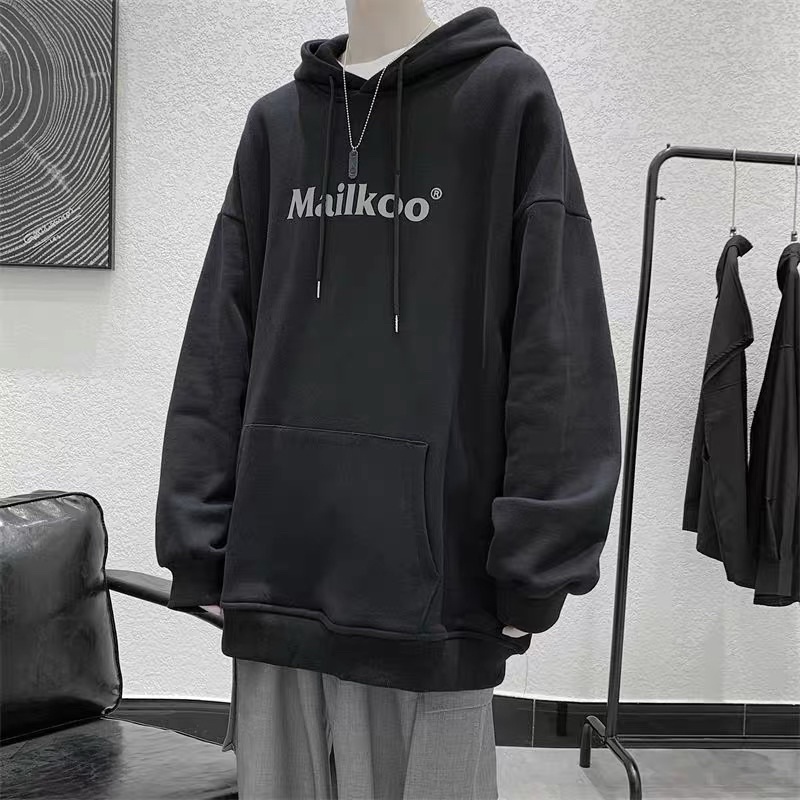 Áo Hoodie Unisex Nỉ Bông Túi Bụng Tay Dài Chữ In Mailkoo