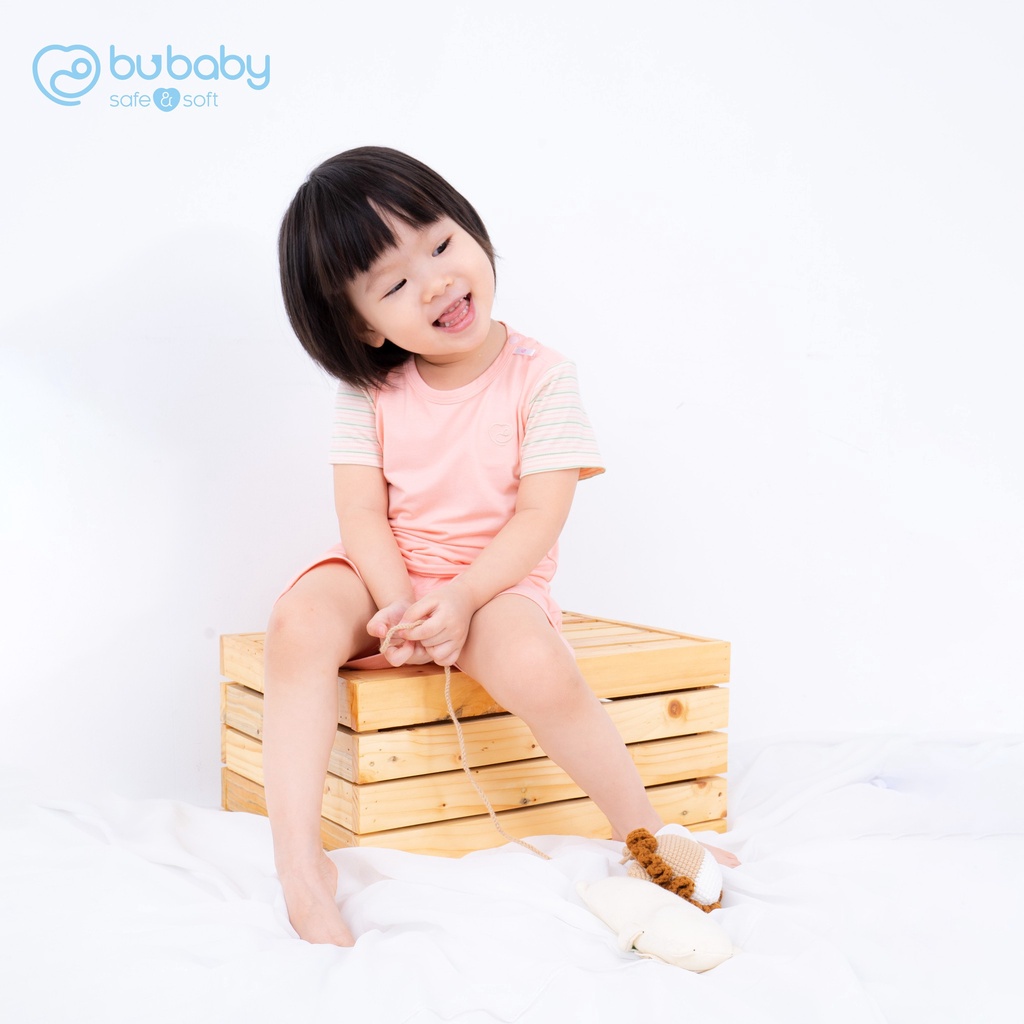 Bộ quần áo cộc tay Bambus Bu Baby cho bé trai bé gái mềm mịn kháng khuẩn cao cấp.