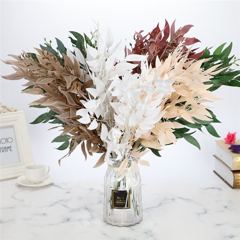 Artificial Flower Plant Wedding Bouquet Silk Willow Leaf Green Home Decor