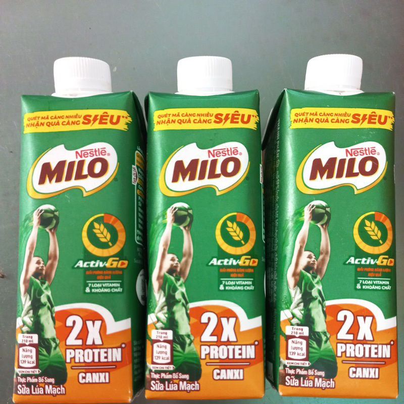 Sữa lúa mạch milo nắp vặn 210ml