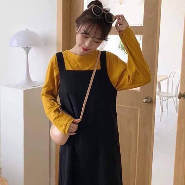 [FREESHIP ĐƠN TỪ 50K] Sét yếm váy áo vàng dài tay KTH0819