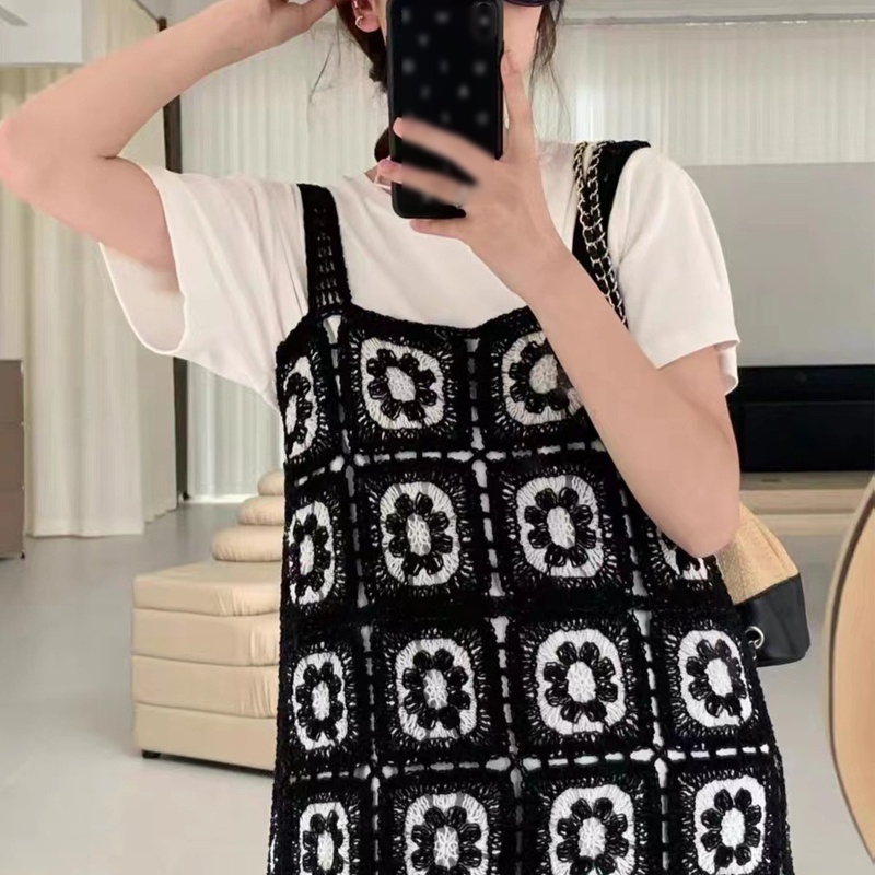 Đầm Midi Dáng Chữ A Dài Dáng Chữ A Họa Tiết Kẻ Sọc / Hoa Khoét Rỗng Phong Cách Boho Cho