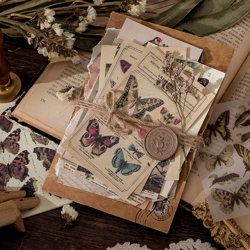 Bộ 60 Miếng Dán Nhiều Họa Tiết Phong Cách Vintage Trang Trí Sổ Tay