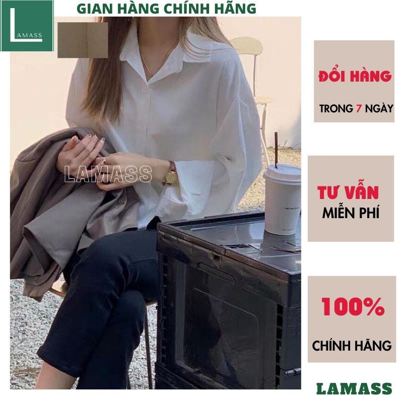 Áo sơ mi nữ tay bồng trơn 3 mầu chất voan lụa mềm mại đẹp kiểu dáng hàn quốc -LAMASS
