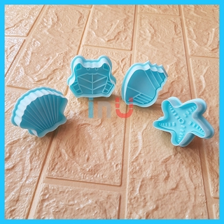 [Ảnh thật] HCM - Bộ 4 khuôn cutter mẫu Ếch, Sao biển, Ốc Sò làm Cookies, cắt Fondant trang trí