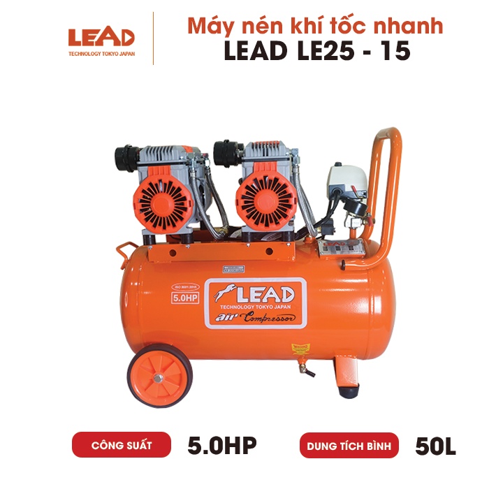 Máy nén khí không dầu tốc nhanh LEAD LE50.50, công suất 5.0 HP, dung tích 50 lít, 50s đầy bình, bản cao cấp