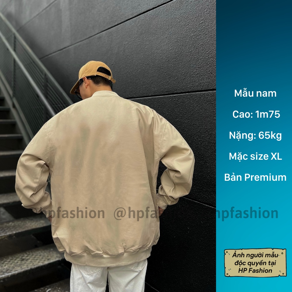 Áo khoác bomber trơn chất kaki bố cao cấp phong cách Hàn Quốc form unisex nam nữ - B02 - Happy Style
