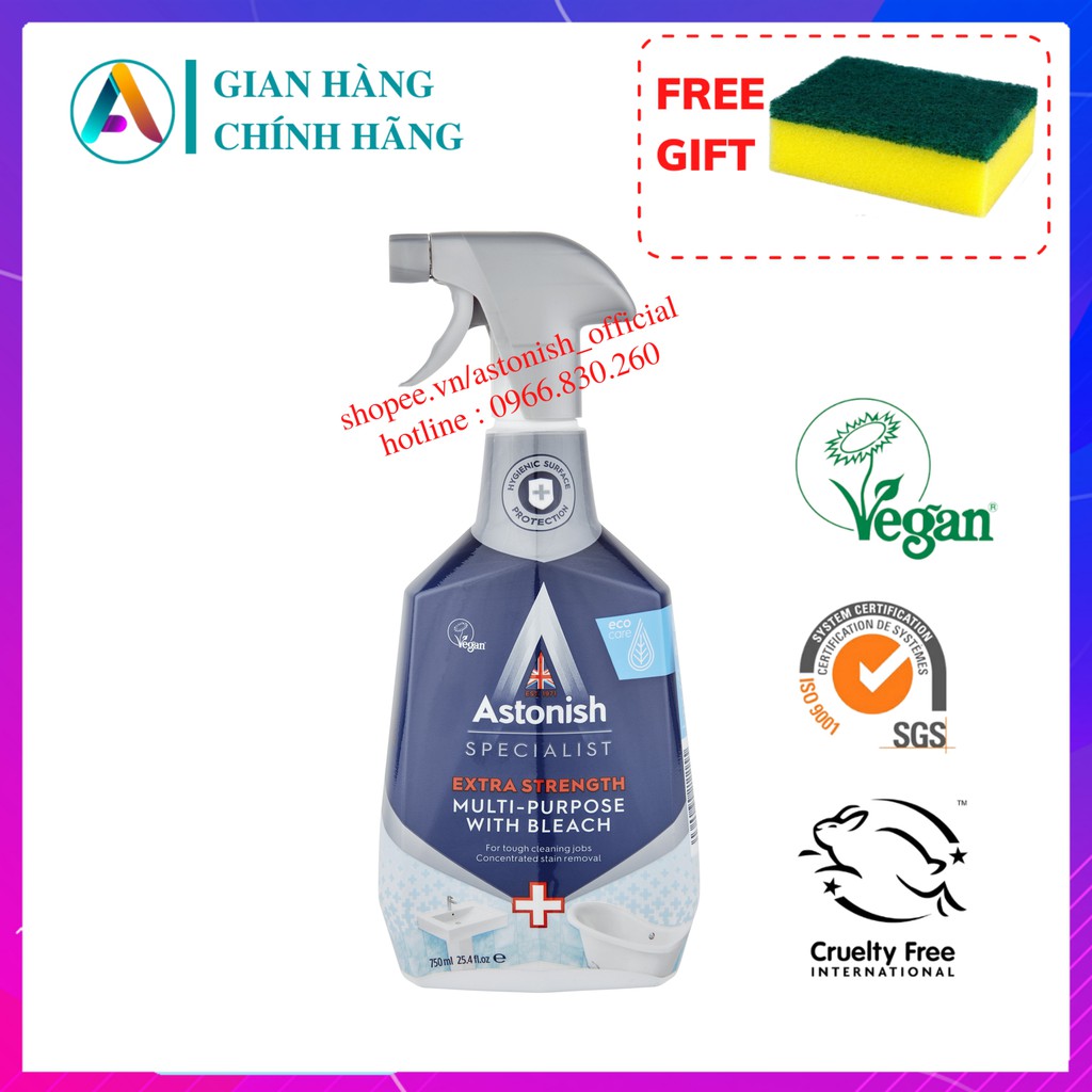 Nước Tẩy Vết Ố Vàng Cặn Phèn Mảng Bám Nhà Tắm Astonish Nước Tẩy Nhà Vệ Sinh Bồn Tắm Bồn Rửa Bệ Toilet Gạch Nhà Tắm