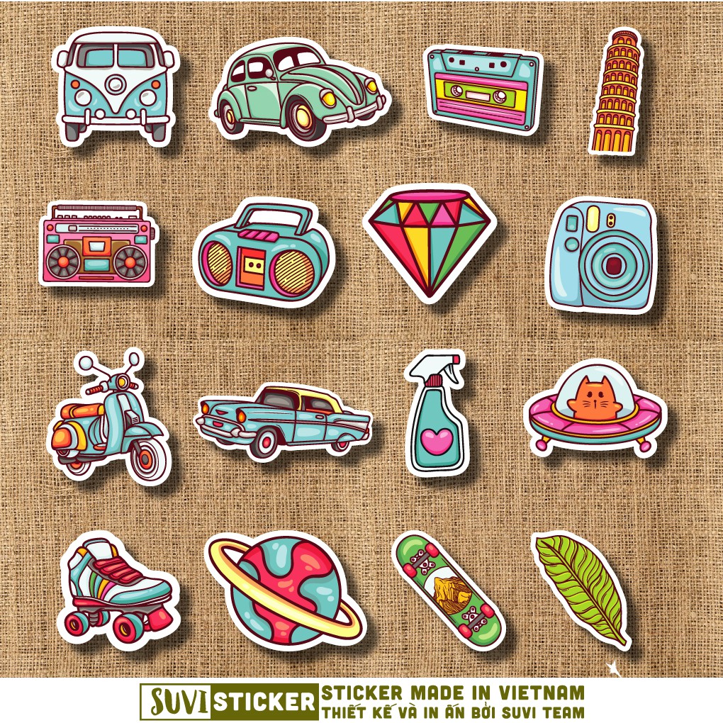 50 Sticker Nhiều Thể Loại 2 chống nước sticker dán laptop, điện thoại, đàn guitar, mũ bảo hiểm, vali. MSP: K01