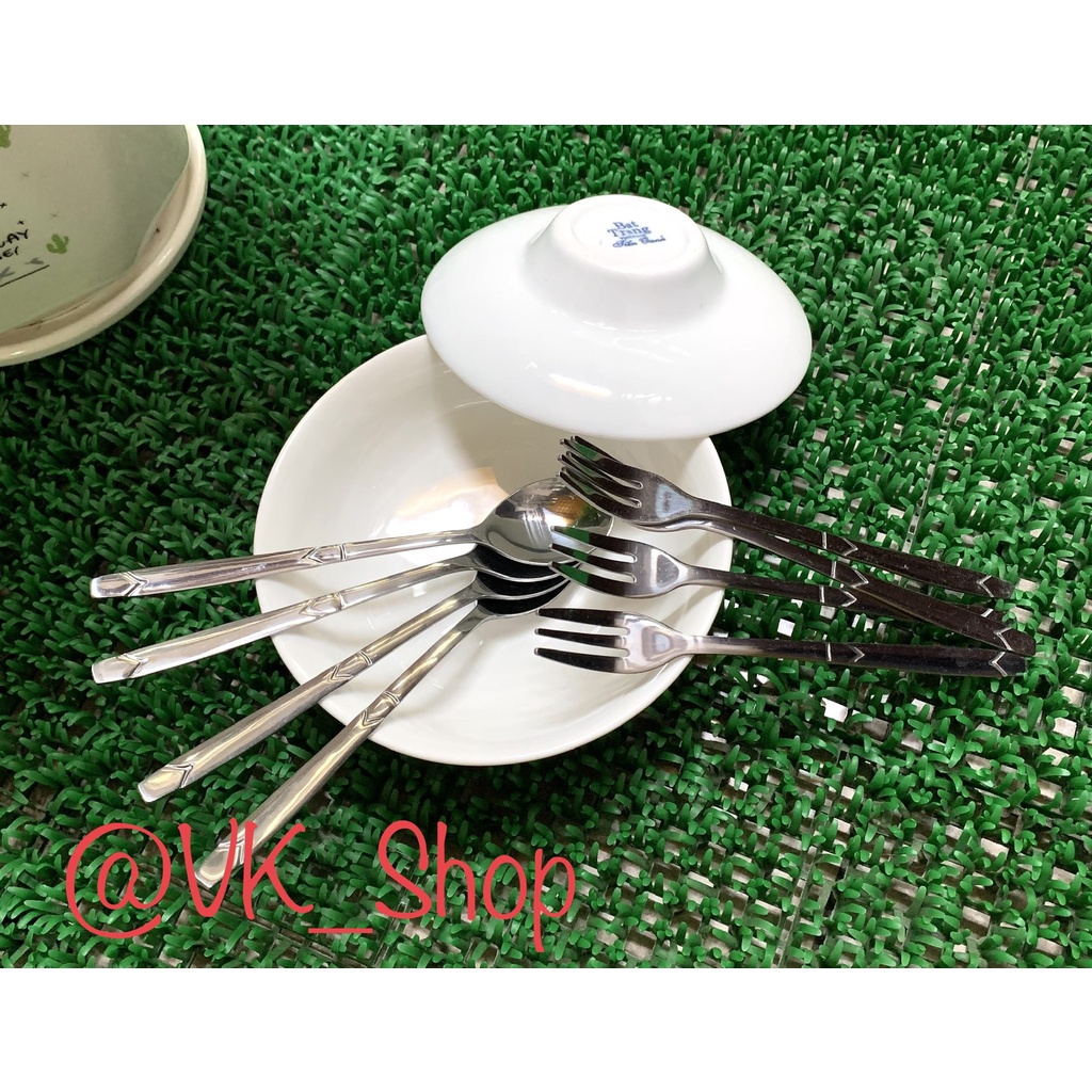 SIÊU SALE - THÌA, DĨA UỐNG CAFE, ĂN HOA QUẢ BẰNG INOX KHÔNG GỈ DÀI 13.5CM