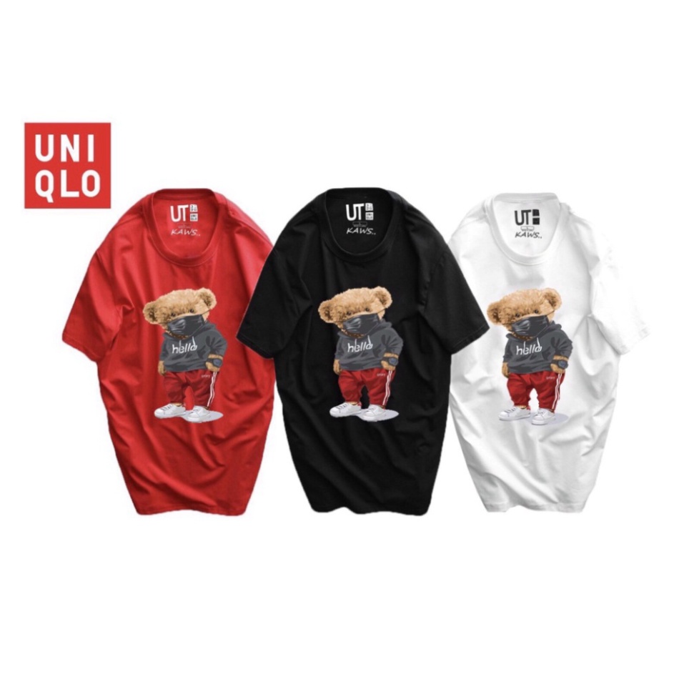 Áo thun UNIQLO Bear Mask, vải thun 4 chiều, co giản, thấm hút tốt, logo in không bong tróc [ BG HOUSE ]
