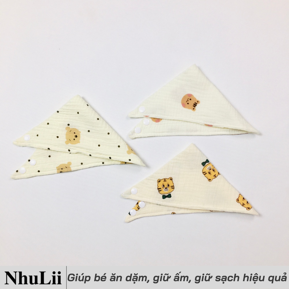 Yếm ăn dặm cho bé NHULII Vải xô cao cấp cho bé sơ sinh đến 2 tuổi NI005