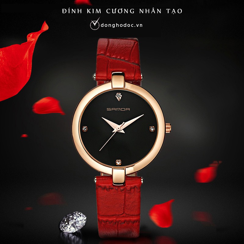 Đồng Hồ Nữ SANDA JAPAN 196 Đính kim cương nhân tạo - Dây da mền cao cấp | BigBuy360 - bigbuy360.vn