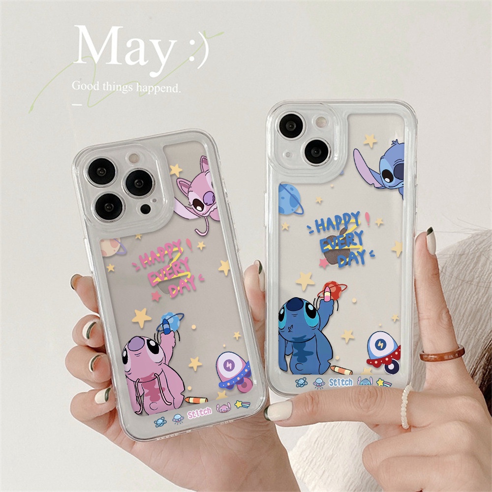 DISNEY Ốp Điện Thoại Trong Suốt In Hình Stitch Cho iPhone 13 12 11 X XS Pro Max XR Lilo & Stitch 7 8 Plus