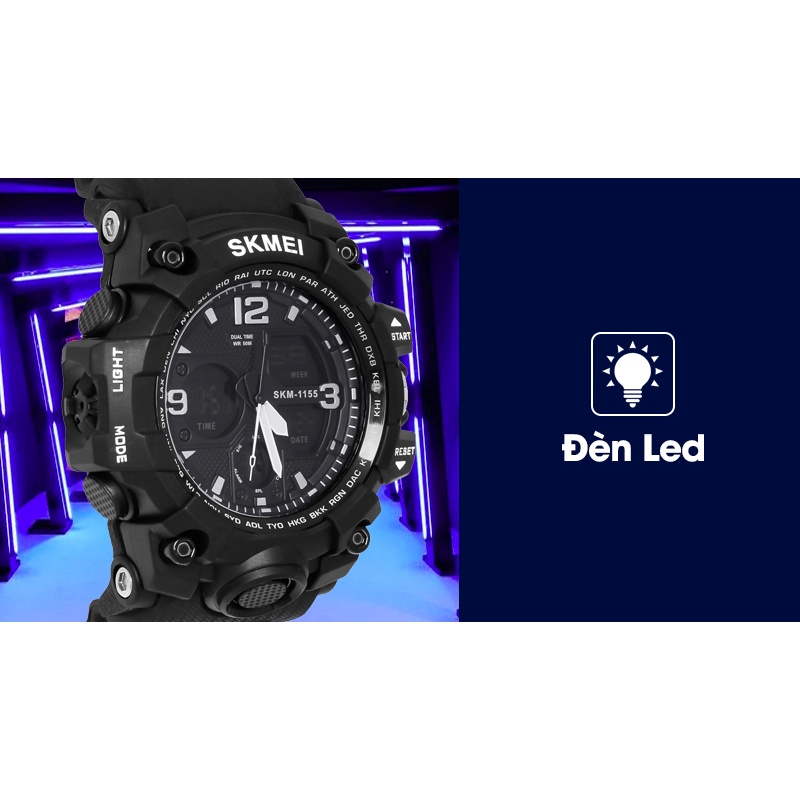 Đồng hồ nam Skmei 1155B dáng thể thao, đồng hồ điện tử thời trang cá tính - Hàng chính hãng | BigBuy360 - bigbuy360.vn