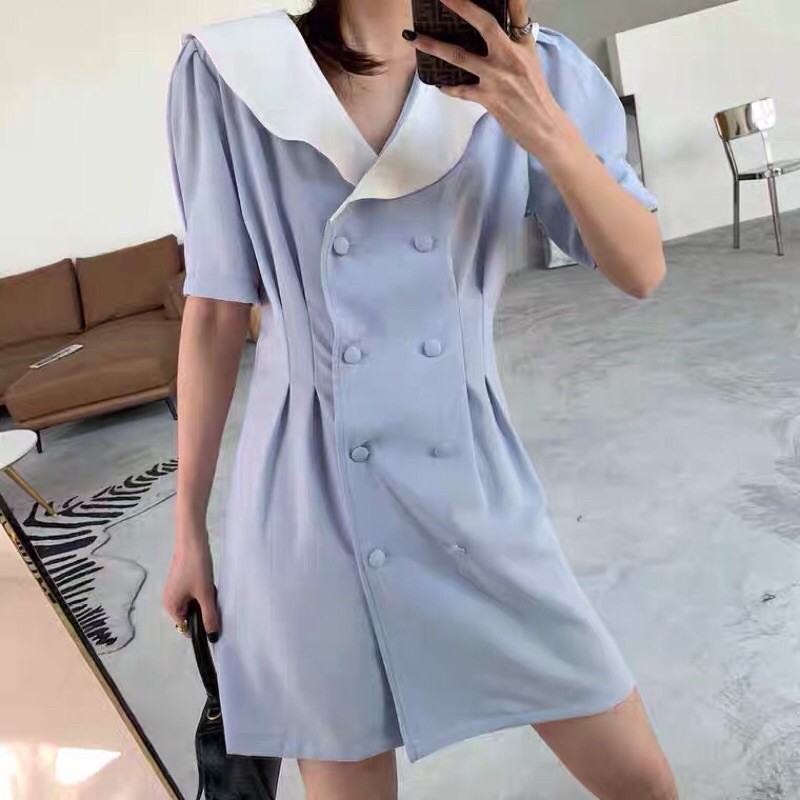 đầm phối cổ trắng