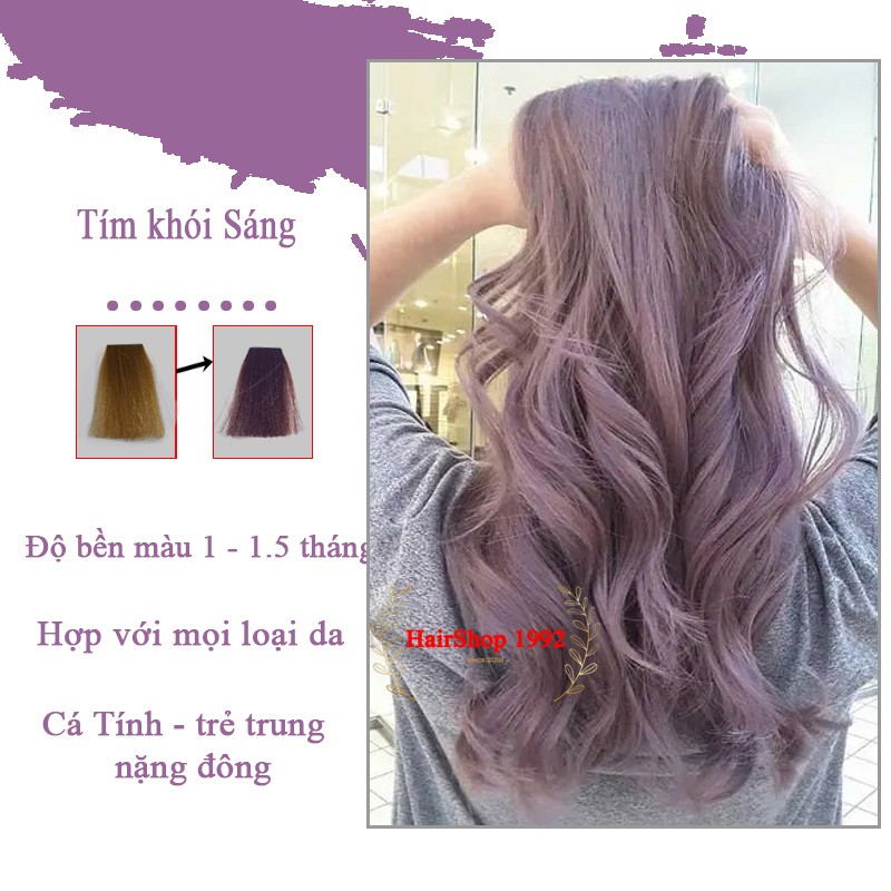 Thuốc Nhuộm Tóc Màu Tím Khói Sáng Phong Cách Hàn Quốc Lên Từ level 9 ( Tặng Tẩy + Oxi )