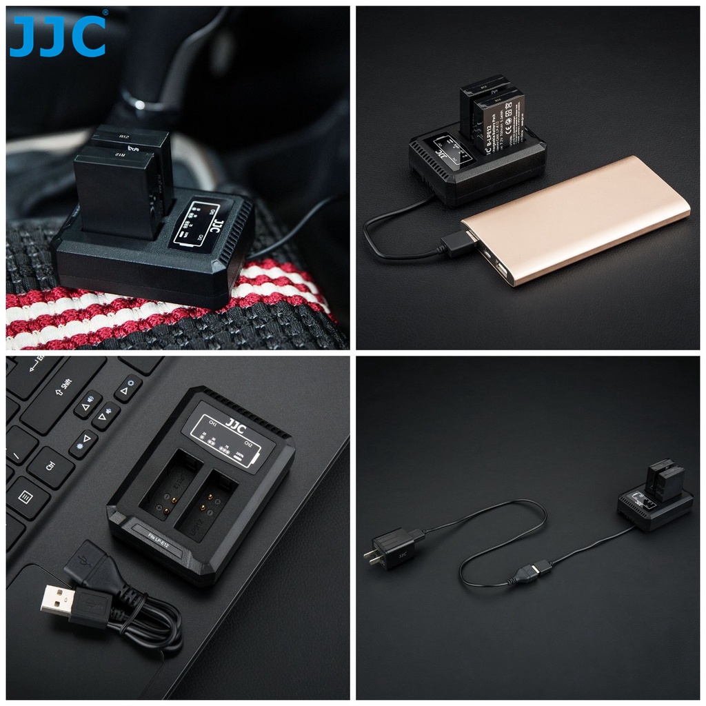JJC LC-E12C Bộ sạc pin USB cho Canon EOS M50 Mark II, M50, M200, M100, M10, M, PowerShot SX70 HS, PowerShot G1X, Rebel SL1 và các máy ảnh khác có Pin LP-E12