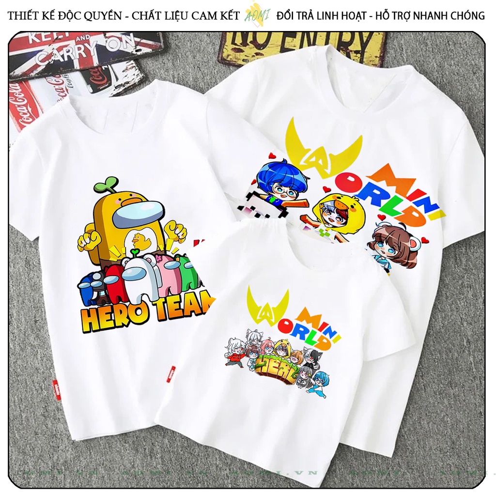 ÁO THUN HERO TEAM TRẮNG PHÔNG NAM NỮ GIA ĐÌNH CẶP ĐÔI CÓ SIZE TRẺ EM CHO BÉ TRAI GÁI AOMIVN