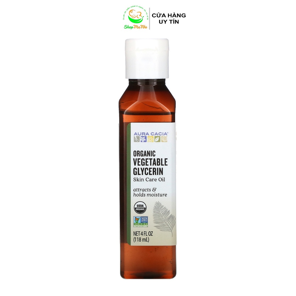 Glycerin thực vật hữu cơ dưỡng ẩm da Aura Cacia 118ml.