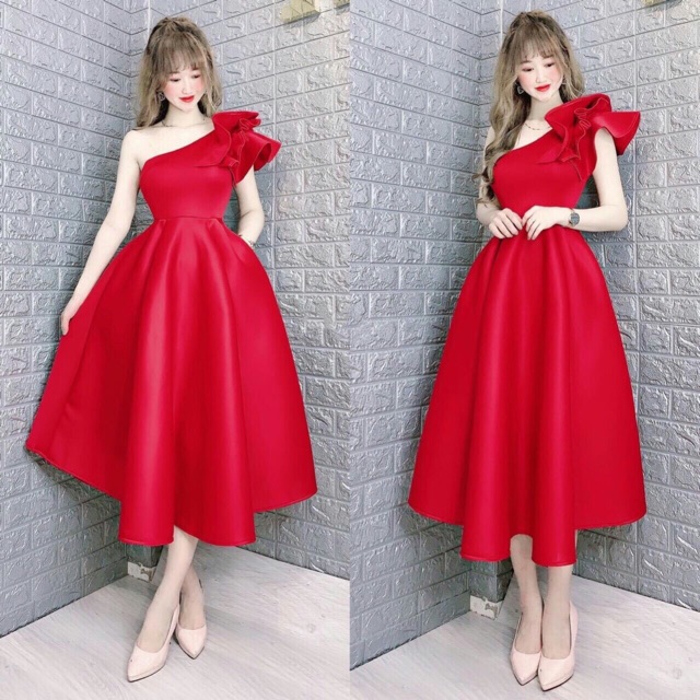 Đầm lệch vai bèo ( ảnh và video thật )