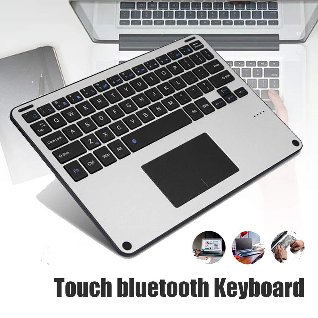 Bàn phím bluetooth không dây với bàn di chuột cho iPad Tất cả máy tính bảng Máy tính xách tay Mac Điện thoại Hợp kim nhôm Bàn phím bàn di chuột có thể sạc lại