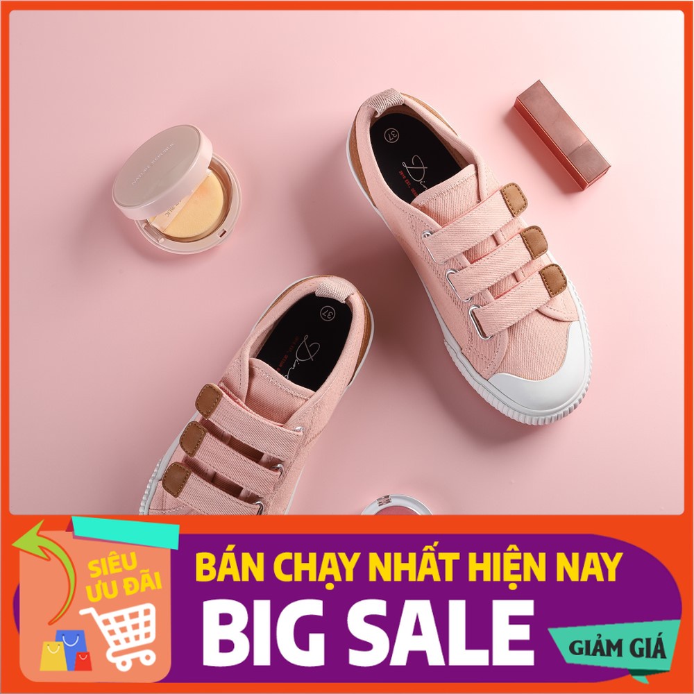 Giày Sneaker Vải Nữ E01 Quai Dán Nữ Tính E01 Pink