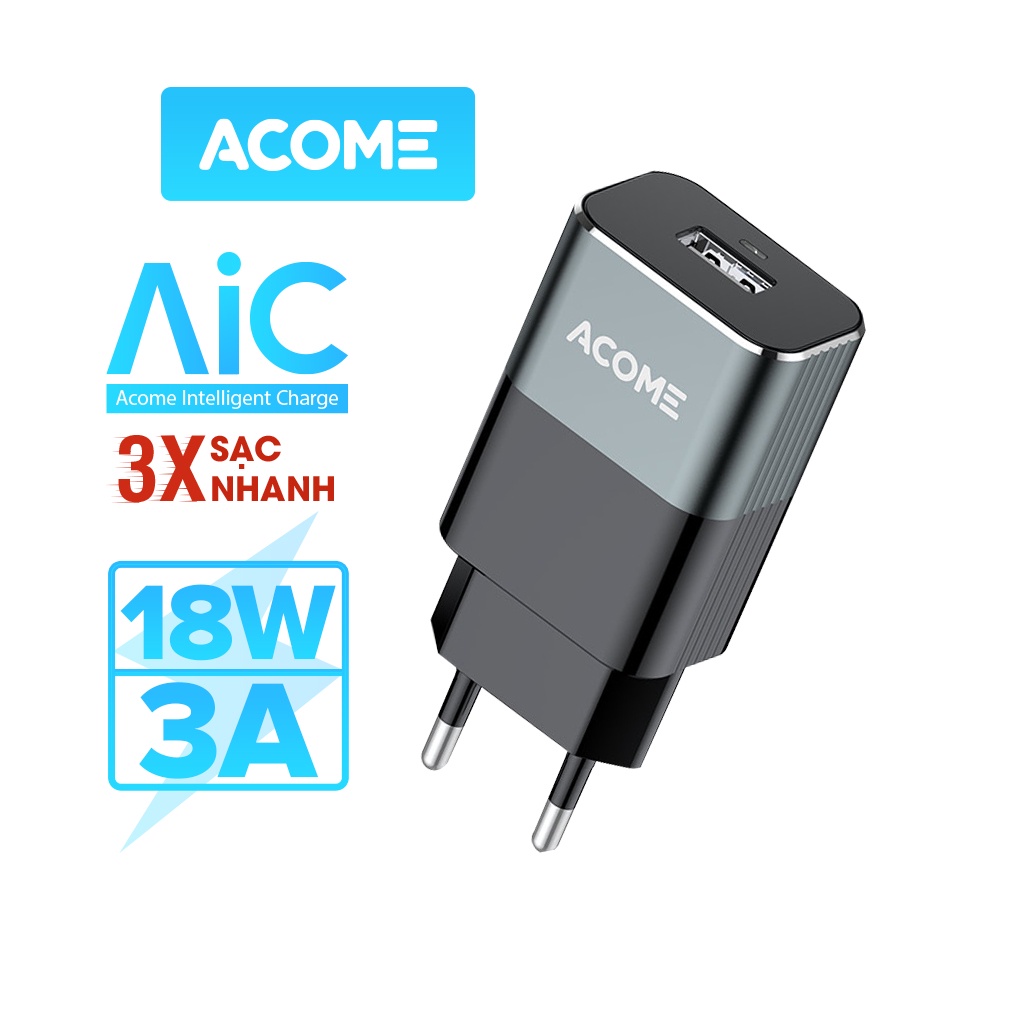 Cốc Sạc Nhanh 18W ACOME AC01 QC 3.0 18W USB-A