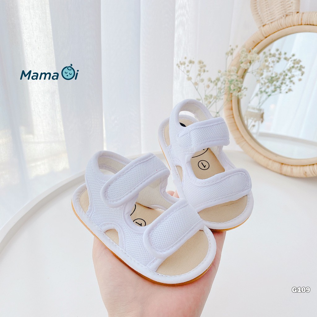 G109 Giày tập đi cho bé sandal màu trắng đế cao su mềm chống trượt bám dính cho bé tập đi của Mama Ơi -Thời trang cho bé