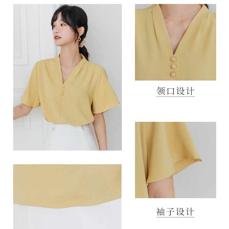 Áo Chiffon Tay Ngắn Cổ Chữ V Dáng Rộng Thời Trang Dành Cho Nữ | BigBuy360 - bigbuy360.vn