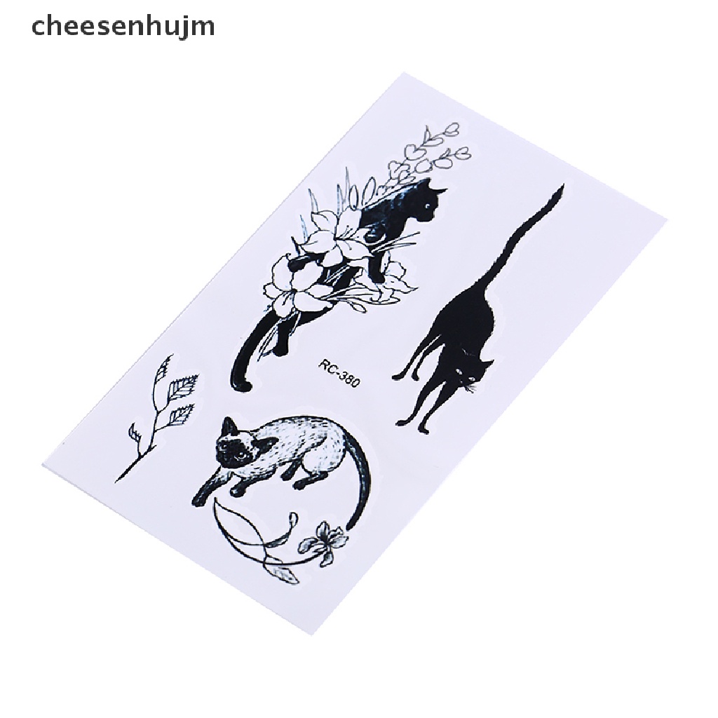 Miếng Dán Hình Xăm Tạm Thời Hình Mèo Đen Chống Nước