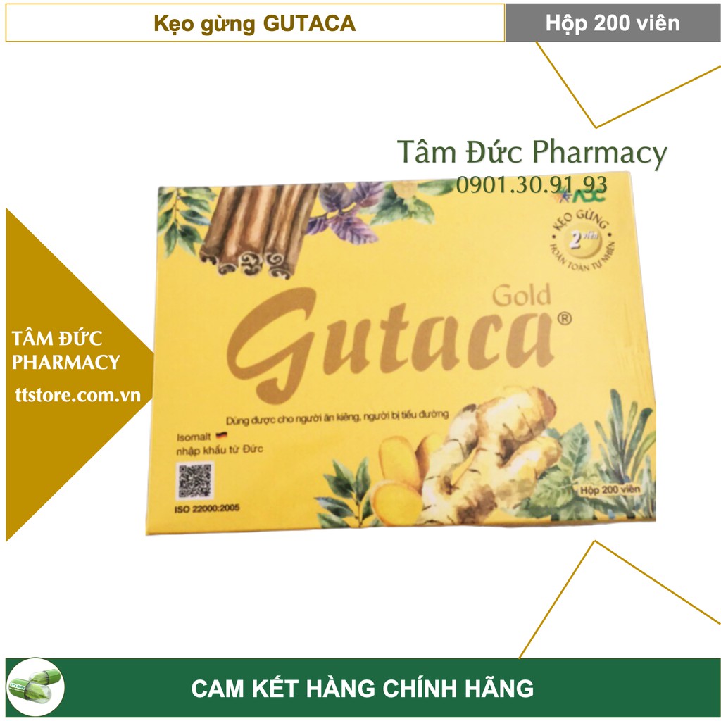 Kẹo gừng gutaca hộp 200 viên - làm ấm bụng, hỗ trợ tiêu hoá - ảnh sản phẩm 1