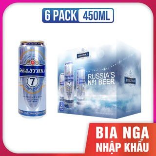 Bia Nga Nhập Khẩu - Bia Baltika loại số 7 - 450ml/lon, 6 lon/lốc
