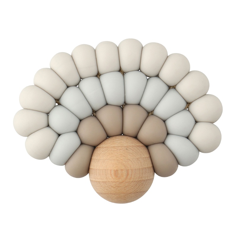 Đồ Chơi Nhai Gặm Nướu Hình Tròn Bằng Silicone Phối Hạt Dễ Thương Cho Bé