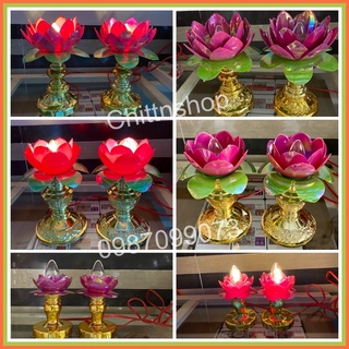 Đèn thờ hoa sen tặng kèm bóng (1 cặp) nhiều mẫu