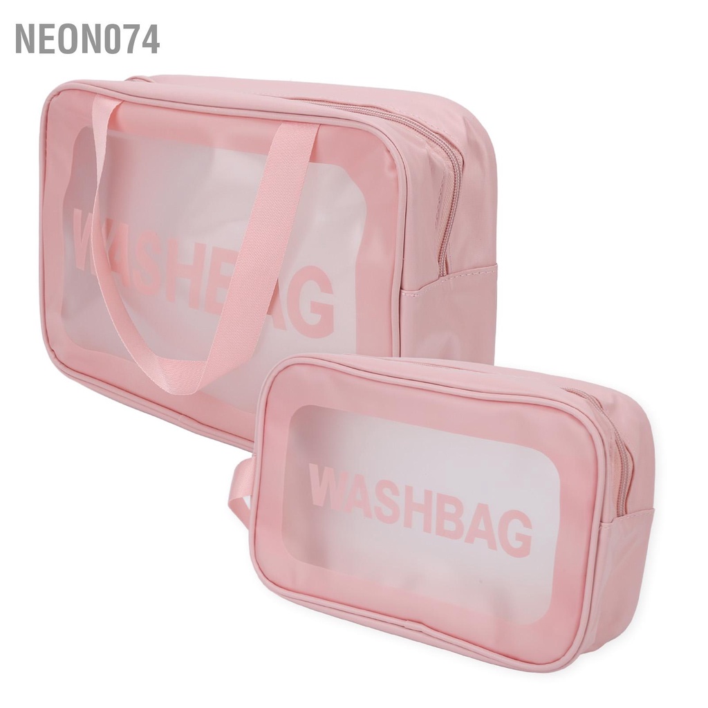 ♥ Neon074 （M+L）Túi đựng mỹ phẩm WASHBAG 3 size 3 màu đựng đồ trang điểm đồ cá nhân chống thấm nước Túi đựng đồ trang điểm thoáng khí Nhẹ di động trong suốt rửa mặt cho phụ nữ Cô gái lớn vừa màu hồng