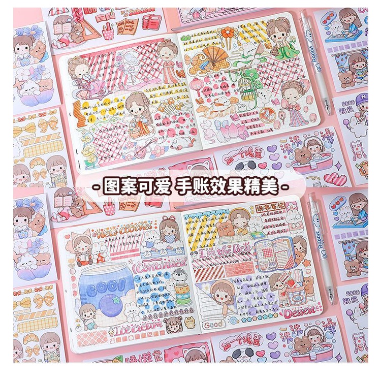 Bộ 50 Tờ Nhãn Dán Trang Trí Sổ Tay Hình Hoạt Hình Dễ Thương