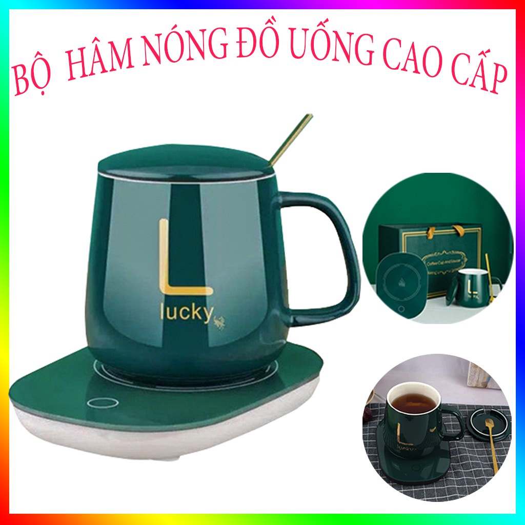 Bếp điện mini hâm nóng đồ uống mini , tiện dụng cho dân văn phòng, giữ nhiệt độ ổn định 55 độ C (Kèm cốc sứ và thìa sứ)