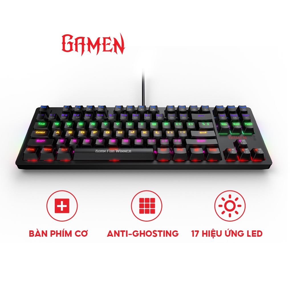 Bàn phím cơ Gamen Titan II game thủ đèn LED RGB phím bấm bền màu cho máy tính laptop