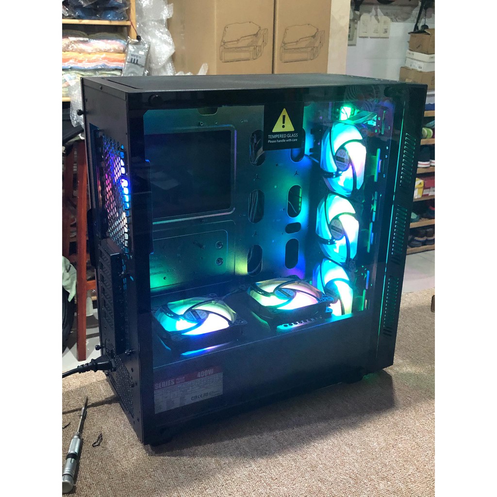 [Mã ELMS4 giảm 7% đơn 500K] Vỏ máy tính case VSP Gaming/Workstion tặng kèm 9 Fan LED RGB