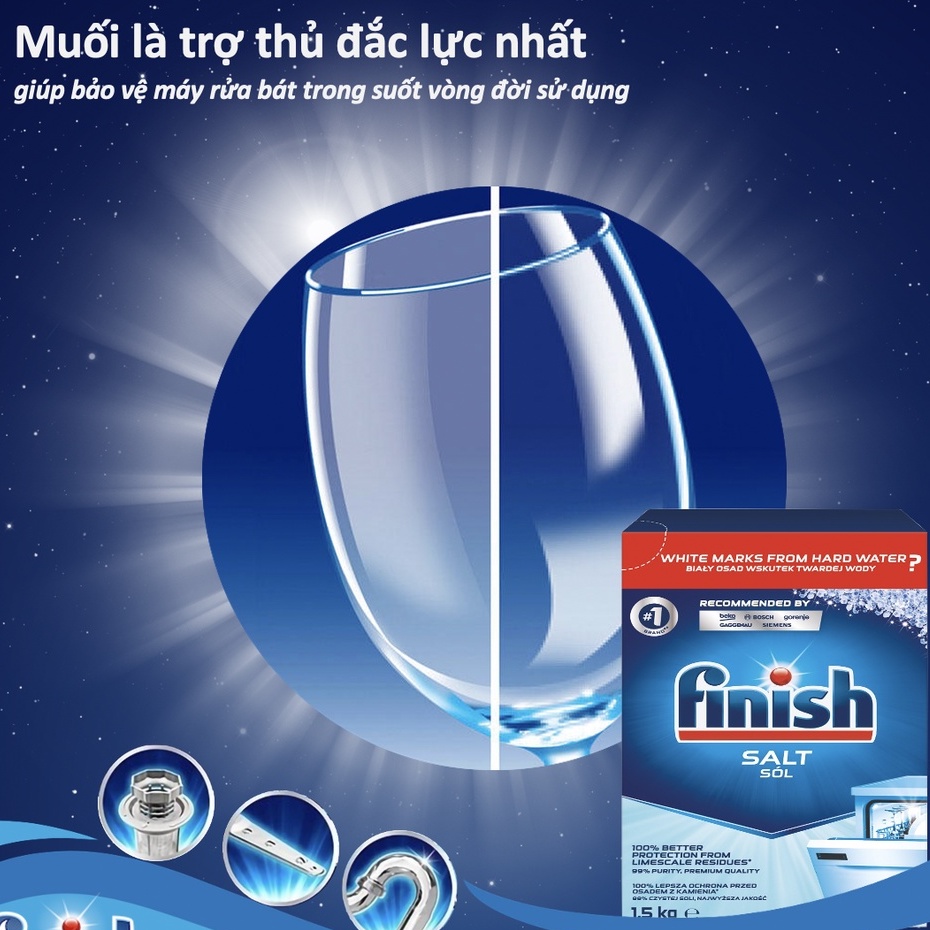 Muối Rửa Chén Finish Làm Mềm Nước Và Bảo Vệ Các Chi Tiết Máy Nhập Khẩu Châu Âu Chính Hãng Hộp 1,2kg