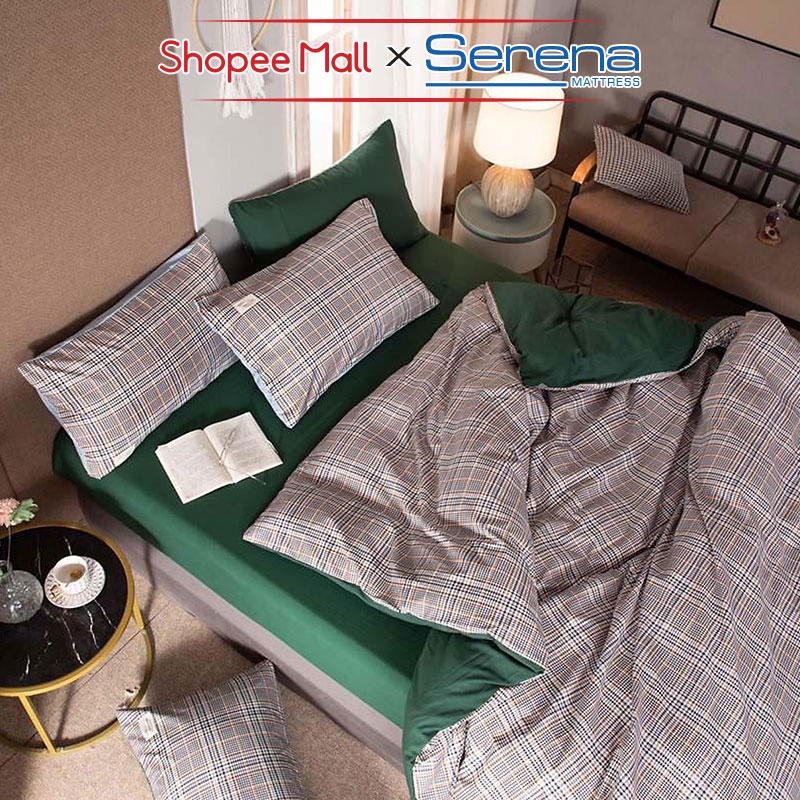 Chăn Ga Gối Nệm 5 Món Cotton Tici SERENA Chính Hãng Set Chăn Drap Nệm Đệm Trải Phủ Giường Trần Bông Cao Cấp