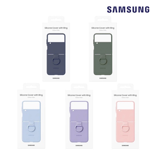 Ốp điện thoại silicon chính hãng có vòng đỡ màu hồng tím kaki xanh navy cho Samsung Z Flip 4 flip4