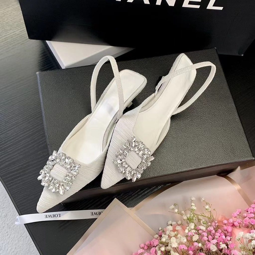 Giày cao gót bít mũi hoa đá 3cm, Sandal cao gót nữ 3 phân ĐÁ VUÔNG Chị Đẹp Store mã CD63 3phân