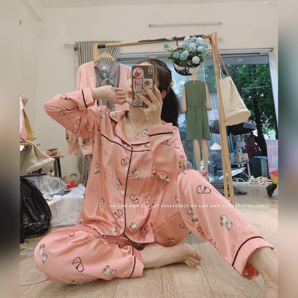 Bộ PIJAMA Lụa Bầu Và Sau Sinh 2 Chức Năng Cho Bé Ti Dài Tay Quần Dài Họa Tiết Dễ Thương HT4620 Honey Mommy