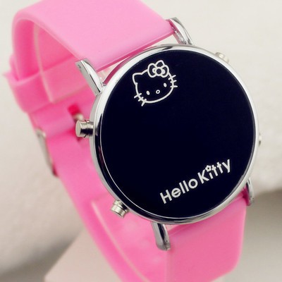 Đồng Hồ Điện Tử Dây Silicon Hình Hello Kitty Với 6 Màu Xinh Xắn