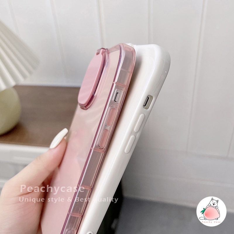 Ốp Điện Thoại TPU Mềm Trong Suốt Màu Trơn Tích Hợp Gương Trang Điểm Cho iPhone 13 12 Pro Max 11 Xr Xs Max X