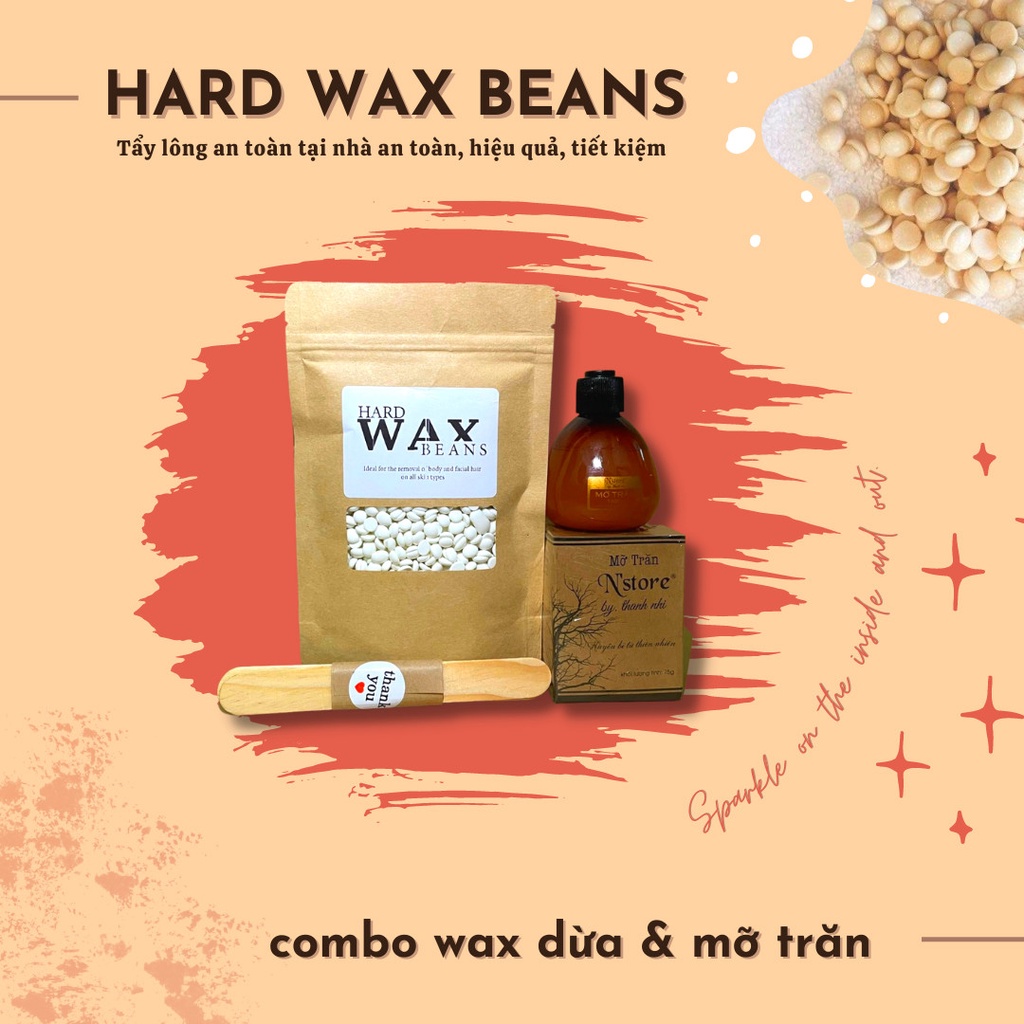 Sáp wax mix ( sáp dừa + sáp trong + sáp màu) wax lông siêu bám lông - da nhạy cảm - thơm