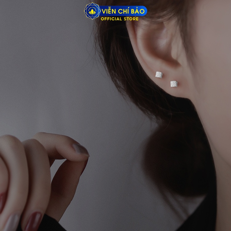 Bông tai bạc nữ Khối lập phương chất liệu bạc 925 thời trang phụ kiện trang sức Viễn Chí Bảo B400181-V