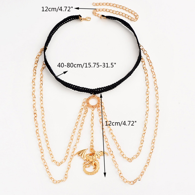 Youyo Dây Mắt Xích Ngắn Tua Rua Hình Rồng Phong Cách Gothic Harajuku Quyến Rũ Cho Nữ